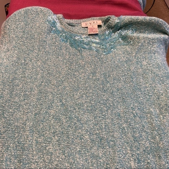 RAOUL Vintage 80s beaded suit in aqua. Beading embellishments sparkle. Snazzy. - Picture 14 of 15